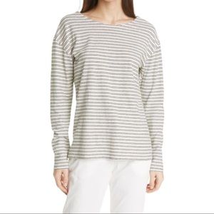 Nili Lotan Arlette Hemp & Cotton T-Shirt Black & White Stripe size S